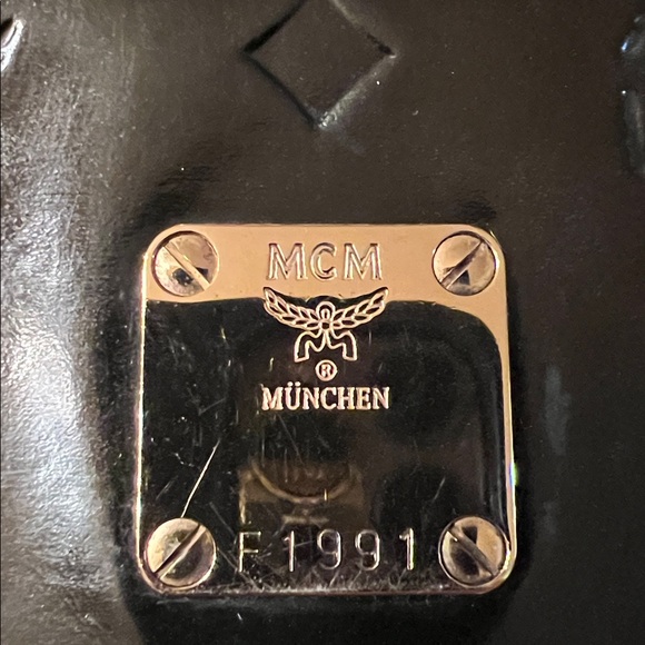 MCM Black Embossed shoulder  Bag with Gold Chain GUC - Picture 2 of 16